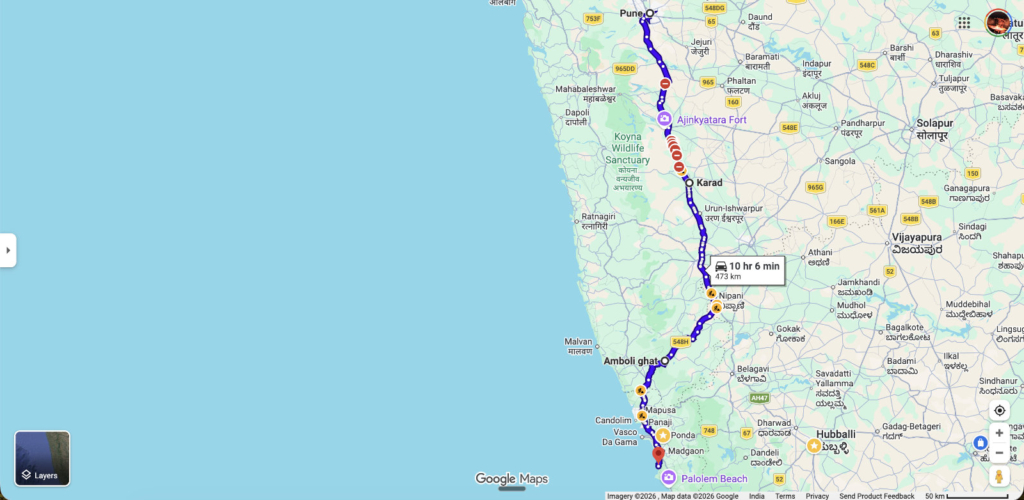 Pune to Goa via Amboli Ghat